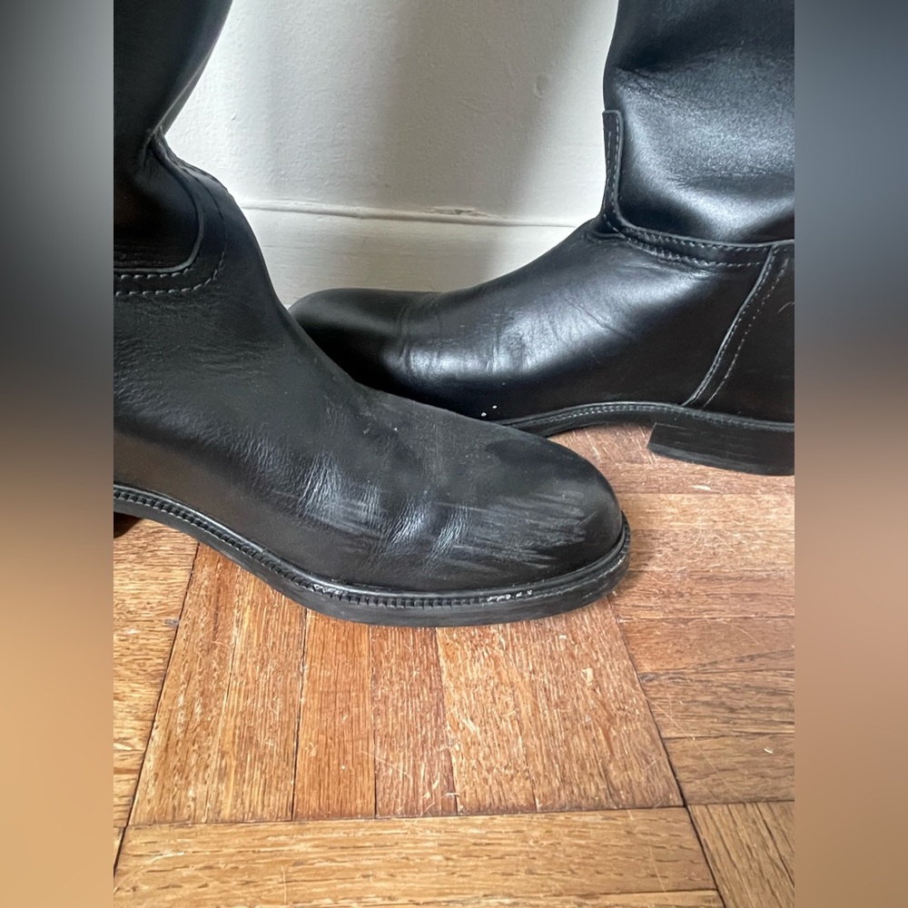 Polo Ralph Lauren Calfskin Tall Riding Boots, Black Leather, Size 8.5 - Picture 8 of 10